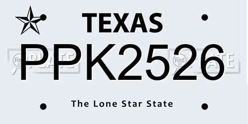 PPK2526 Texas License Plate
