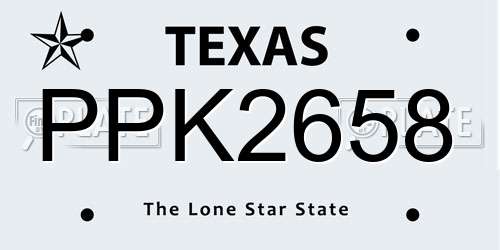 PPK2658 Texas License Plate