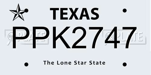PPK2747 Texas License Plate