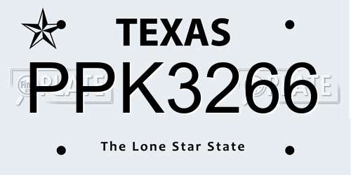 PPK3266 Texas License Plate