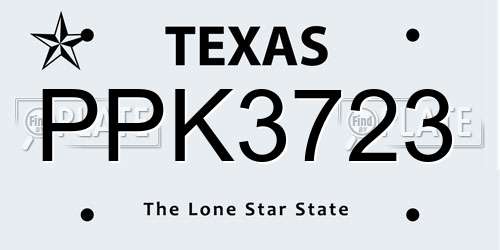PPK3723 Texas License Plate