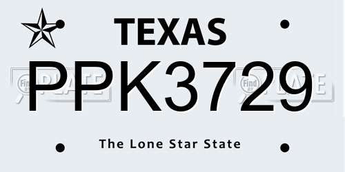 PPK3729 Texas License Plate