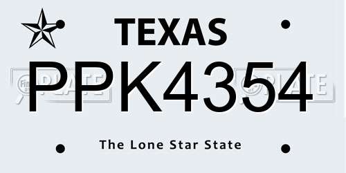 PPK4354 Texas License Plate