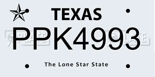 PPK4993 Texas License Plate