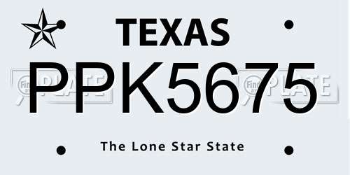PPK5675 Texas License Plate
