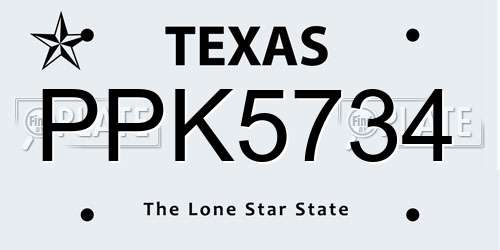 PPK5734 Texas License Plate