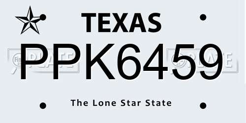 PPK6459 Texas License Plate