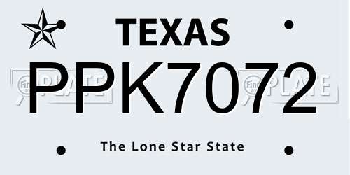 PPK7072 Texas License Plate