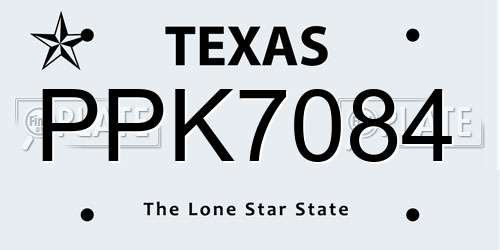PPK7084 Texas License Plate