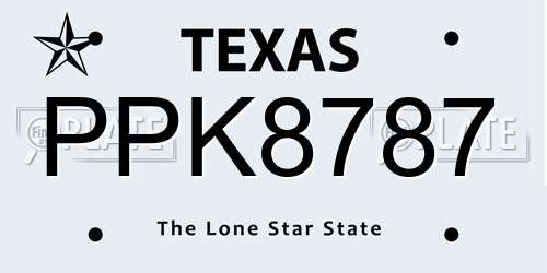 PPK8787 Texas License Plate