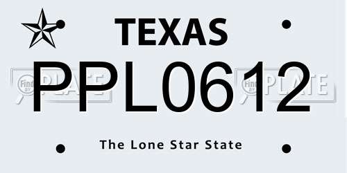 PPL0612 Texas License Plate