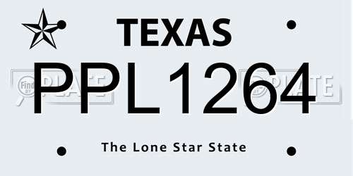 PPL1264 Texas License Plate