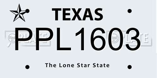 PPL1603 Texas License Plate