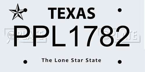 PPL1782 Texas License Plate