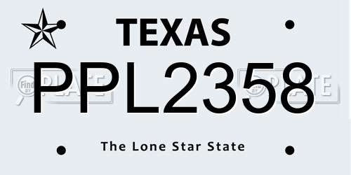 PPL2358 Texas License Plate