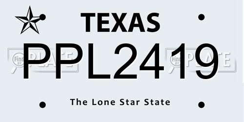 PPL2419 Texas License Plate
