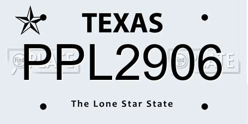 PPL2906 Texas License Plate