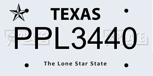 PPL3440 Texas License Plate