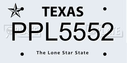 PPL5552 Texas License Plate
