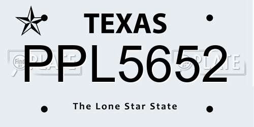 PPL5652 Texas License Plate