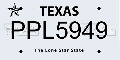 PPL5949 Texas License Plate