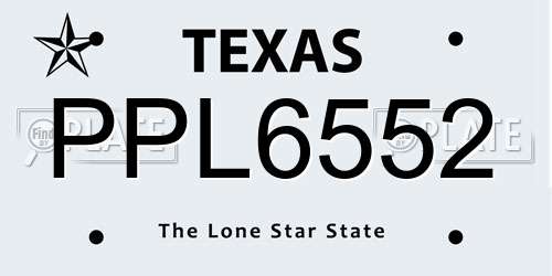 PPL6552 Texas License Plate