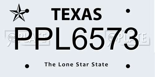 PPL6573 Texas License Plate