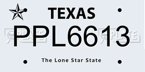 PPL6613 Texas License Plate