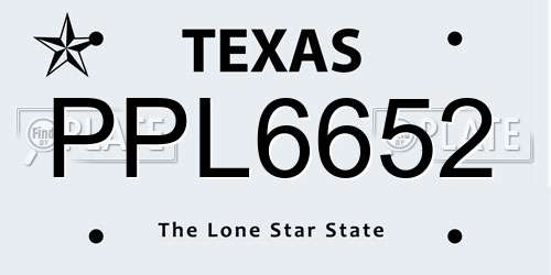 PPL6652 Texas License Plate