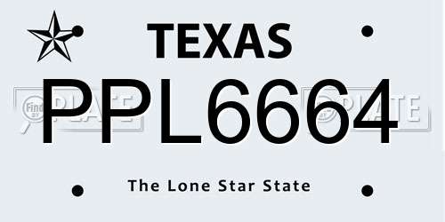 PPL6664 Texas License Plate