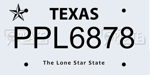 PPL6878 Texas License Plate
