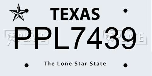 PPL7439 Texas License Plate