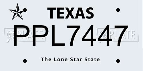 PPL7447 Texas License Plate