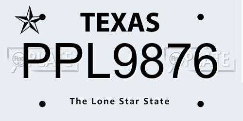 PPL9876 Texas License Plate