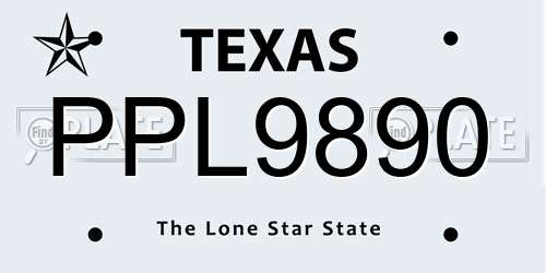 PPL9890 Texas License Plate