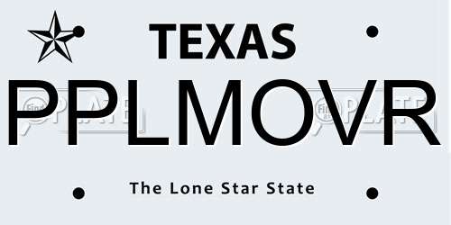 PPLMOVR Texas License Plate