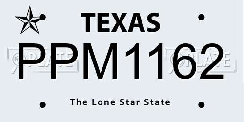 PPM1162 Texas License Plate