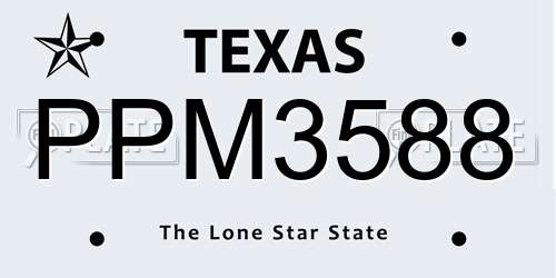 PPM3588 Texas License Plate