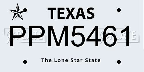 PPM5461 Texas License Plate