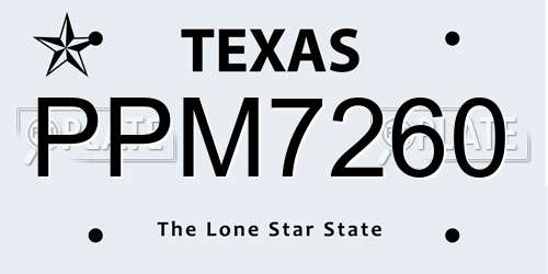 PPM7260 Texas License Plate