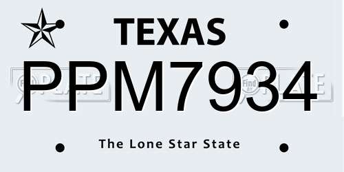 PPM7934 Texas License Plate