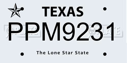 PPM9231 Texas License Plate