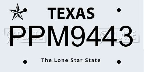 PPM9443 Texas License Plate