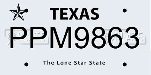 PPM9863 Texas License Plate