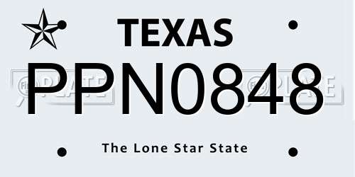 PPN0848 Texas License Plate