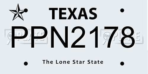 PPN2178 Texas License Plate