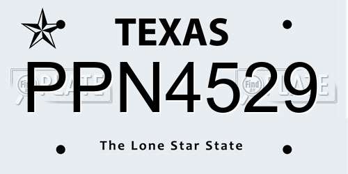 PPN4529 Texas License Plate