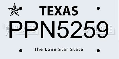 PPN5259 Texas License Plate