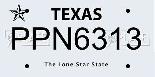 PPN6313 Texas License Plate