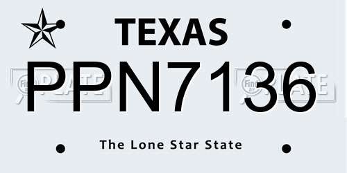 PPN7136 Texas License Plate